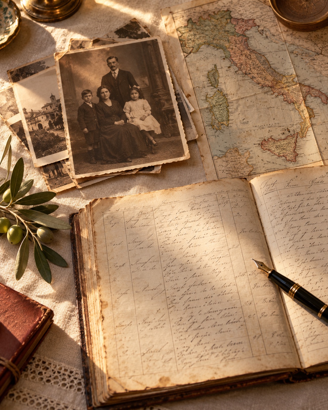 Composição ilustrativa de fotografias e documentos antigos